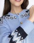 Cardigan celeste de rombos