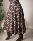 Falda Midi Print Burdeos