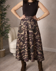 Falda Midi Print Burdeos