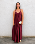 Vestido Raso Granate