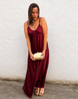 Vestido Raso Granate