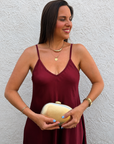 Vestido Raso Granate
