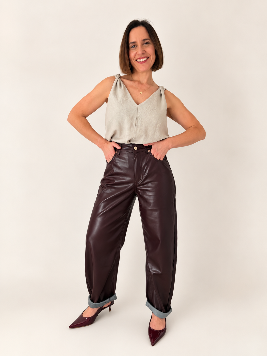 Pantalón Polipiel Granate