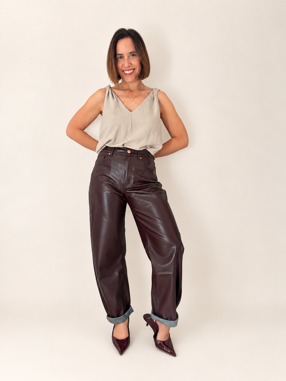 Pantalón Polipiel Granate