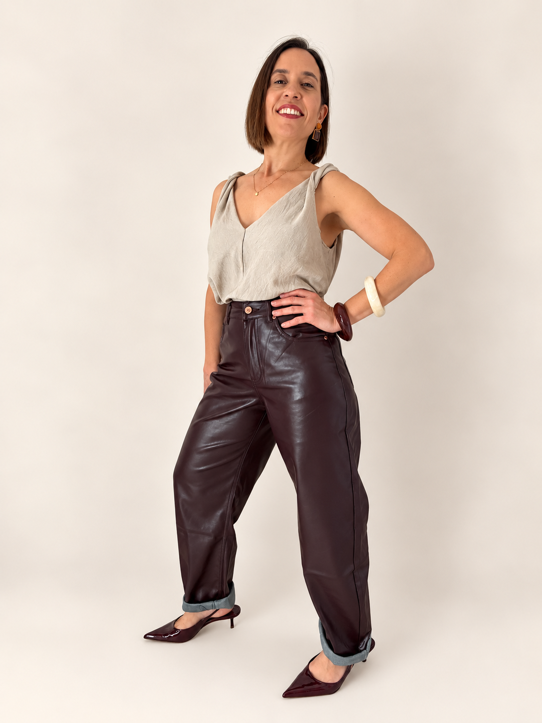 Pantalón Polipiel Granate