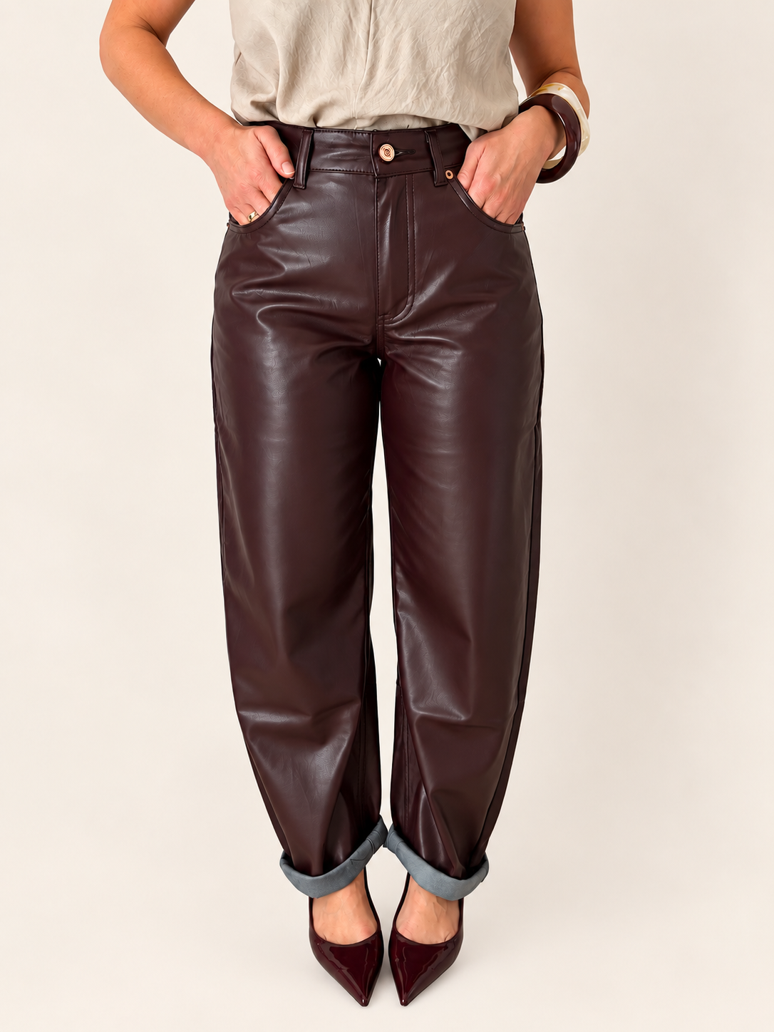 Pantalón Polipiel Granate