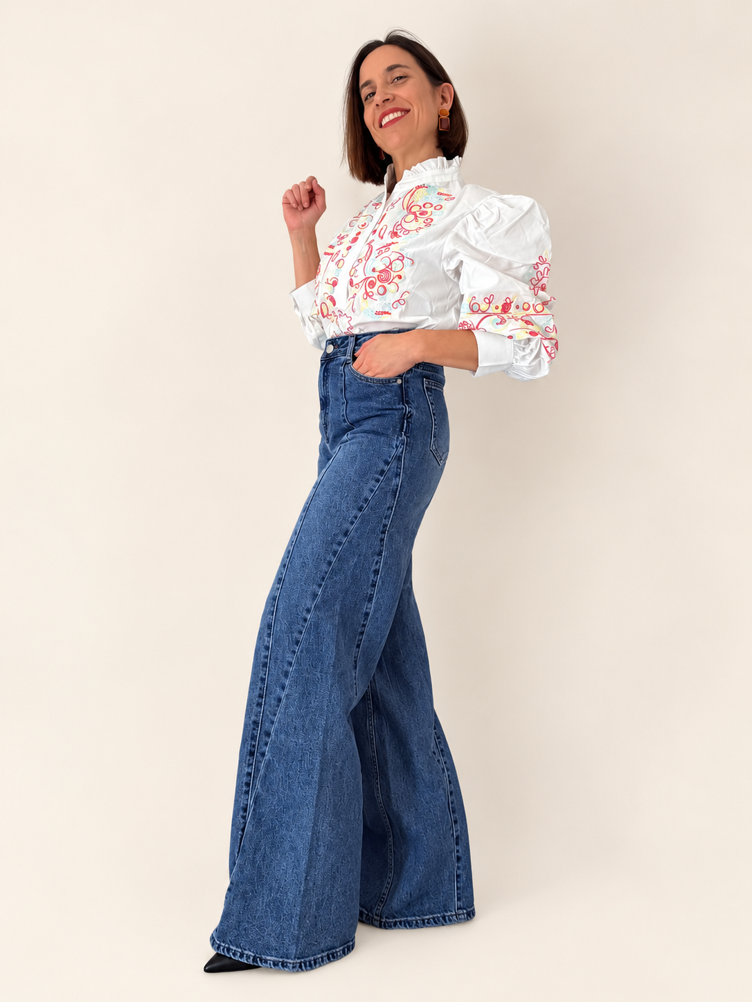 Pantalón Denim Palazzo