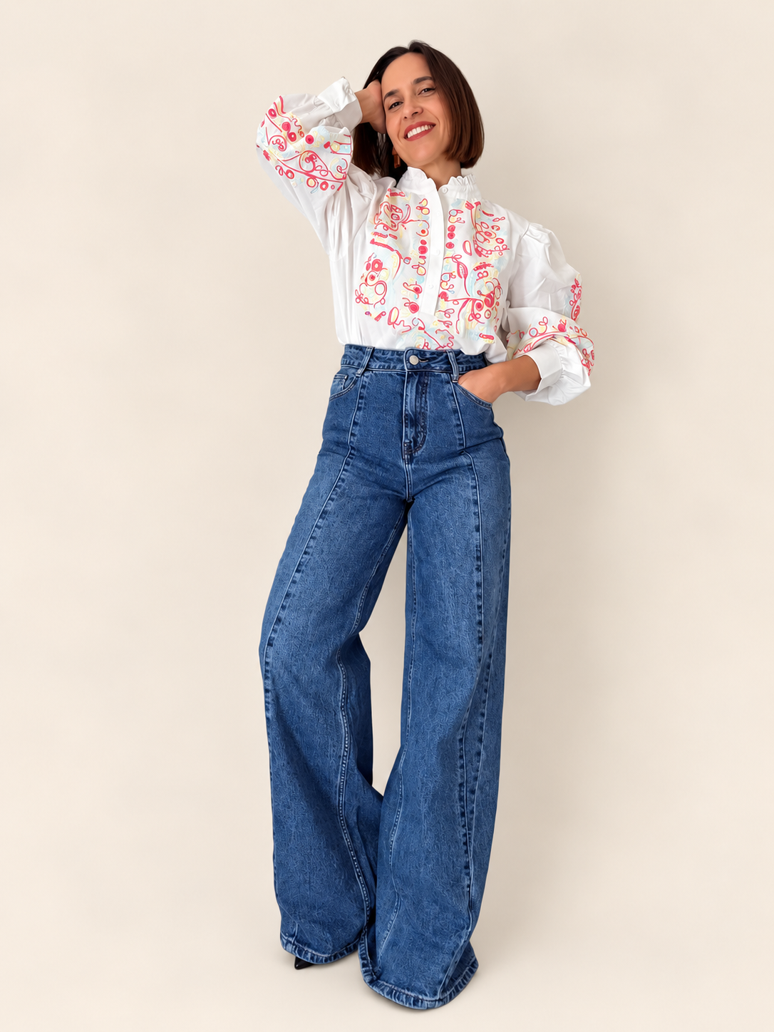 Pantalón Denim Palazzo