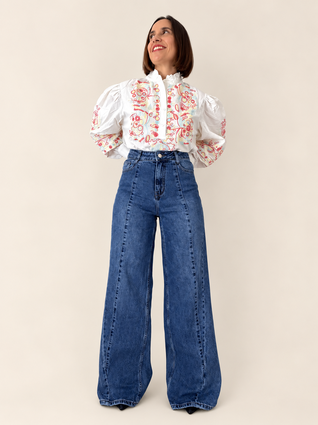 Pantalón Denim Palazzo