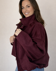 Chaqueta bomber burgundy suede