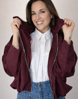Chaqueta bomber burgundy suede