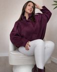Chaqueta bomber burgundy suede