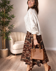 Falda Midi Print Marrón