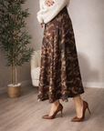Falda Midi Print Marrón