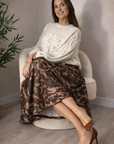 Falda Midi Print Marrón