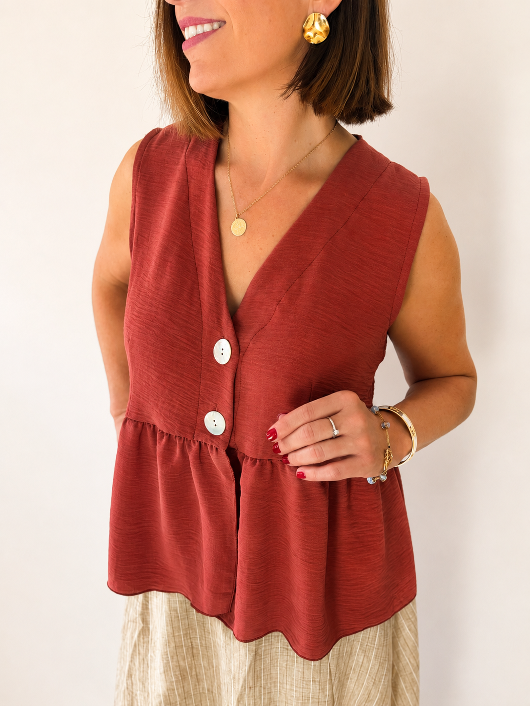 Top Peplum Nácar