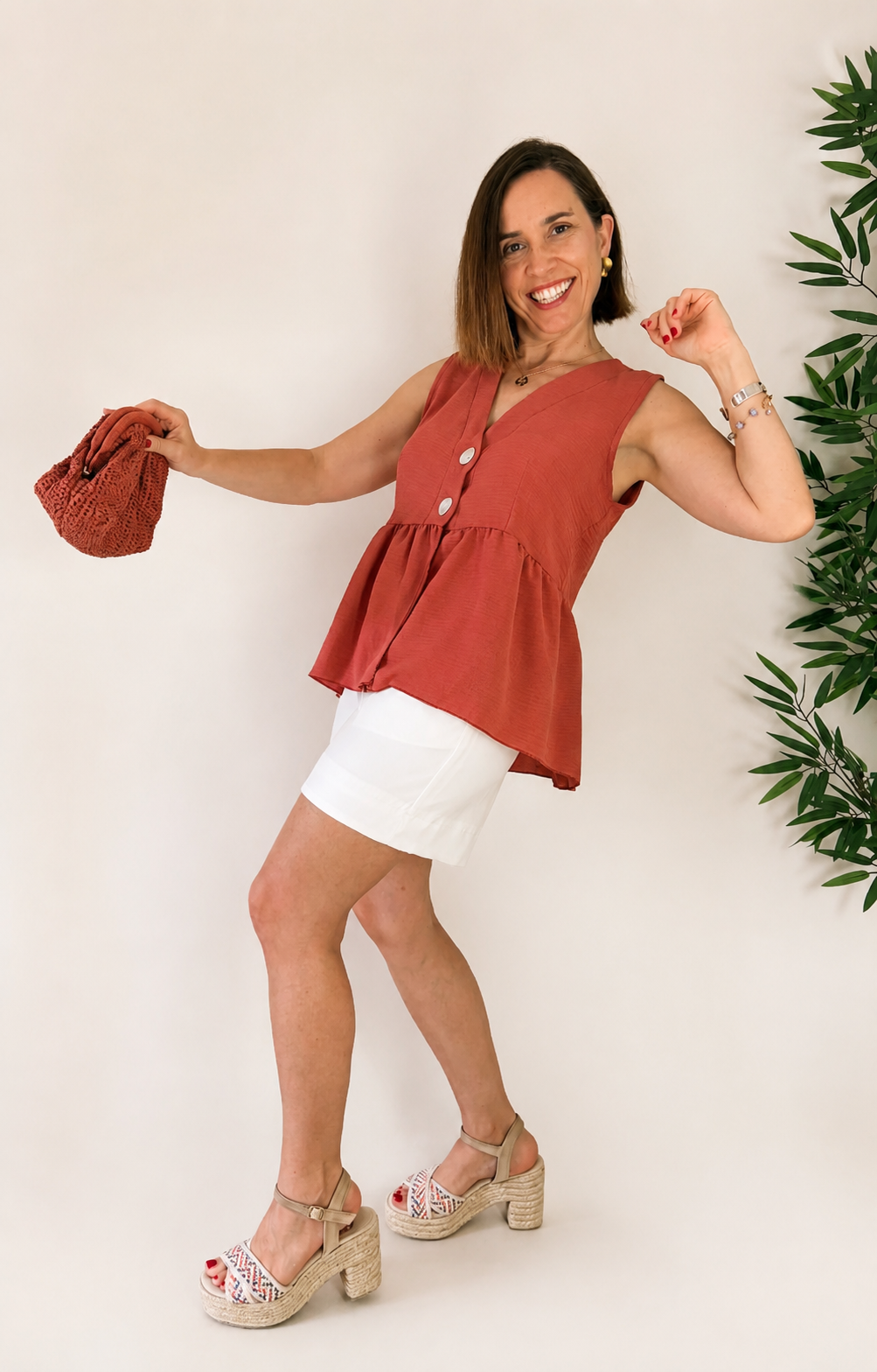 Top Peplum Nácar