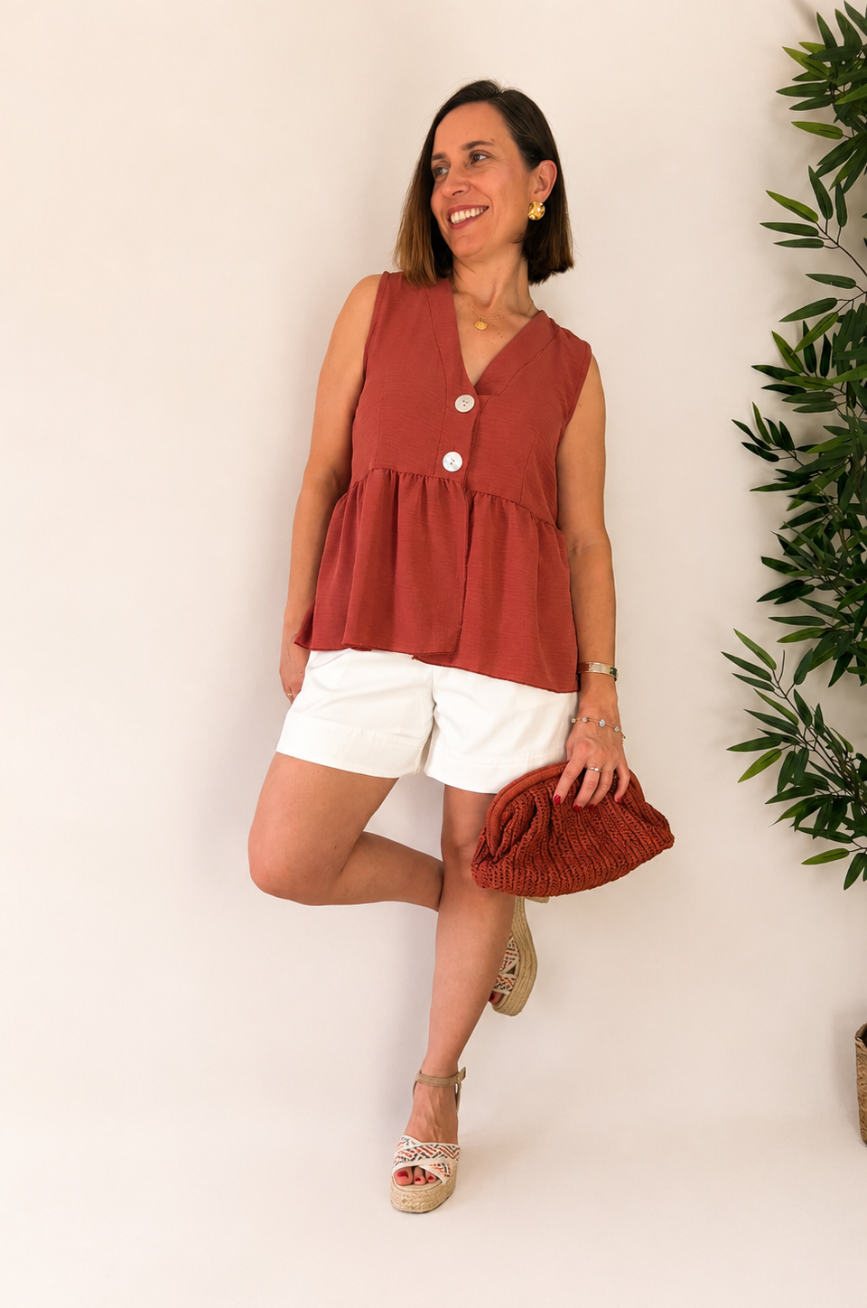 Top Peplum Nácar