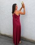 Vestido Raso Granate